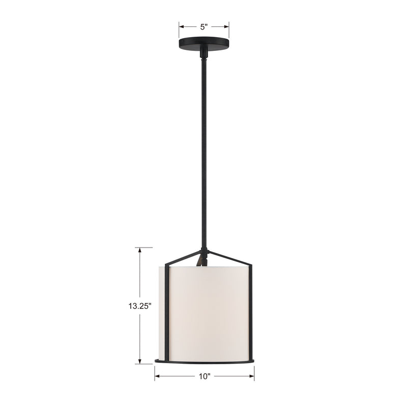 Crystorama CAR-9201-BK One Light Pendant, Black