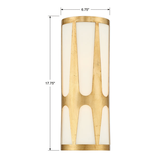 Crystorama ROY-802-GA Two Light Wall Sconce, Antique Gold