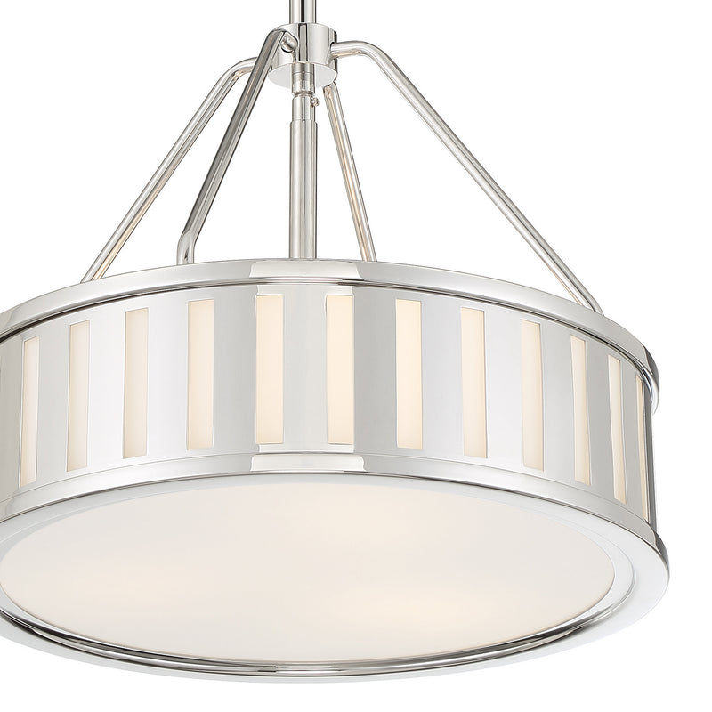 Crystorama KEN-8303-PN Three Light Pendant, Polished Nickel