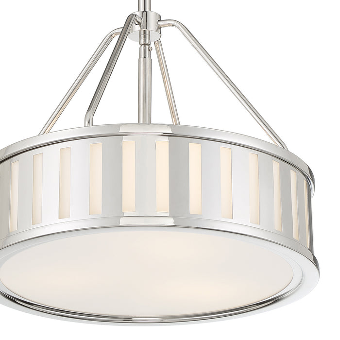 Crystorama KEN-8303-PN Three Light Pendant, Polished Nickel