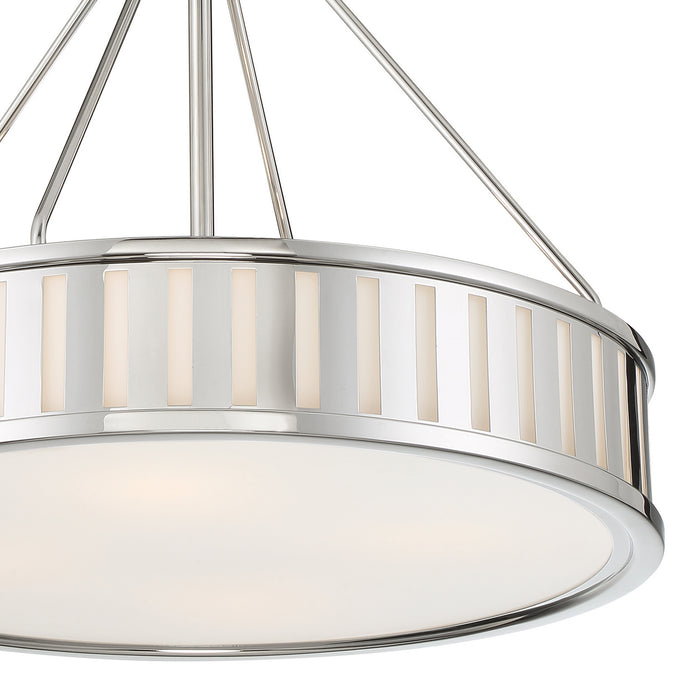 Crystorama KEN-8304-PN Four Light Pendant, Polished Nickel