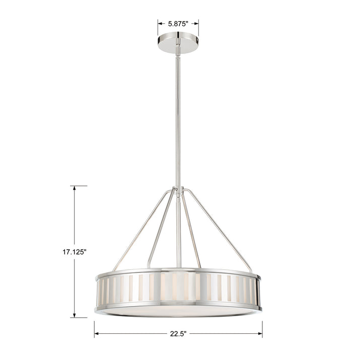 Crystorama KEN-8304-PN Four Light Pendant, Polished Nickel