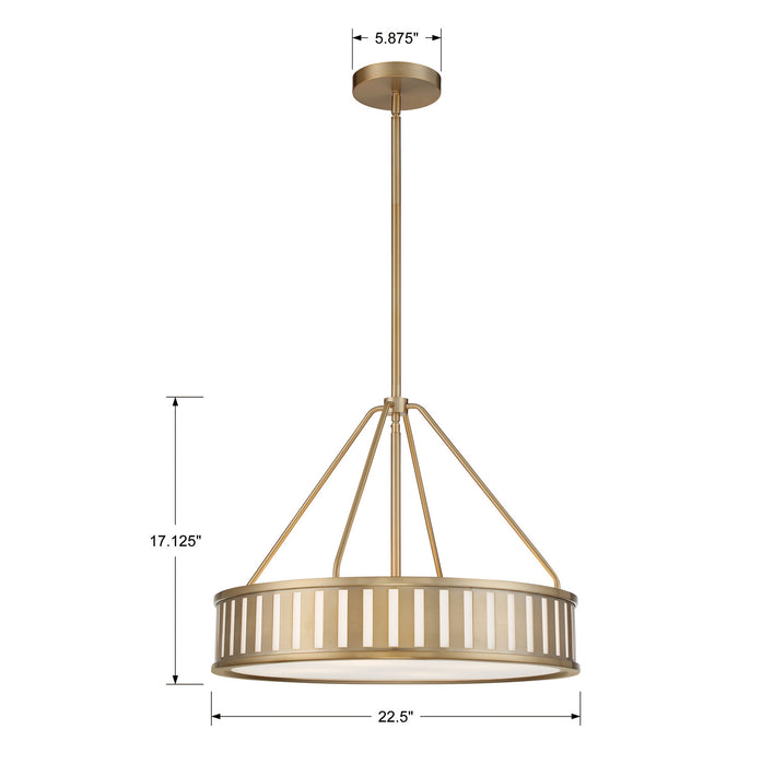 Crystorama KEN-8304-VG Four Light Pendant, Vibrant Gold