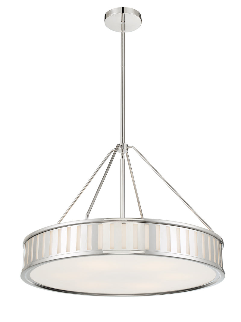 Crystorama KEN-8306-PN Six Light Pendant, Polished Nickel