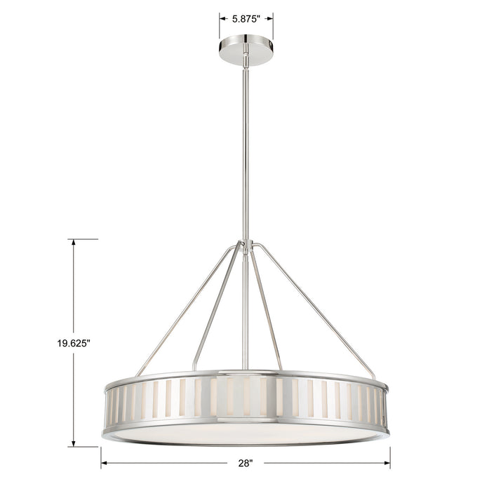 Crystorama KEN-8306-PN Six Light Pendant, Polished Nickel