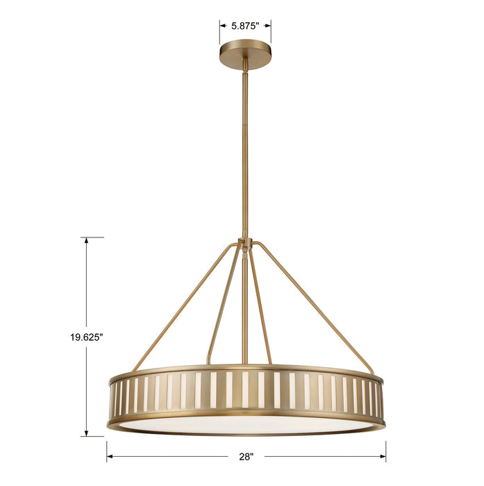Crystorama KEN-8306-VG Six Light Pendant, Vibrant Gold