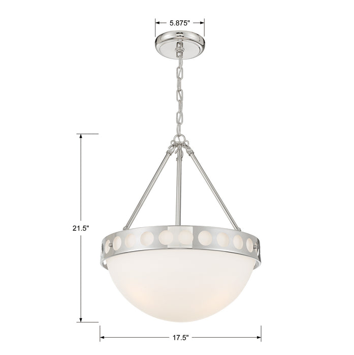 Crystorama KIR-B8105-PN Three Light Chandelier, Polished Nickel
