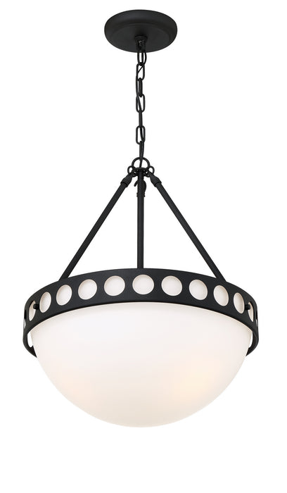 Crystorama KIR-B8105-BF Three Light Chandelier, Black Forged