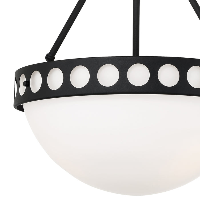 Crystorama KIR-B8105-BF Three Light Chandelier, Black Forged
