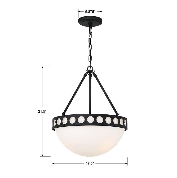Crystorama KIR-B8105-BF Three Light Chandelier, Black Forged