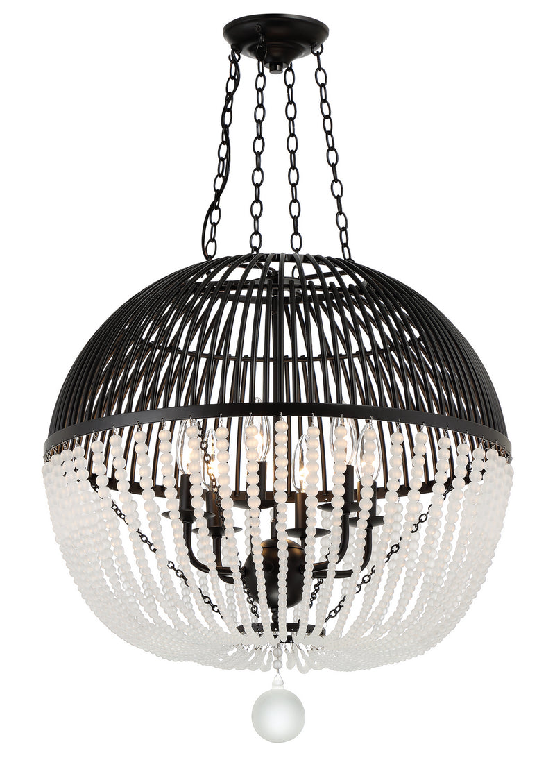 Crystorama DUV-626-MK Six Light Pendant, Matte Black