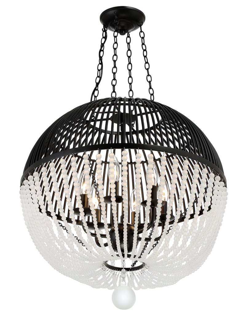 Crystorama DUV-626-MK Six Light Pendant, Matte Black