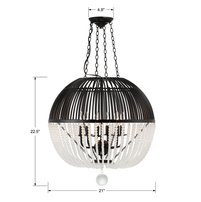 Crystorama DUV-626-MK Six Light Pendant, Matte Black