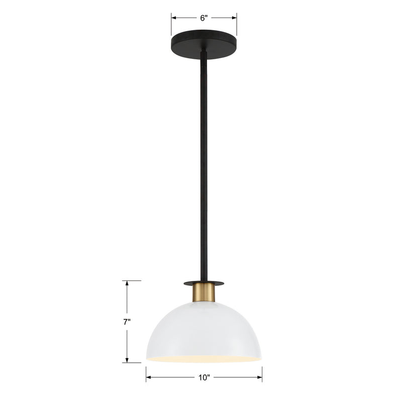 Crystorama GIG-813-BK-AG One Light Pendant, Black + Aged Brass