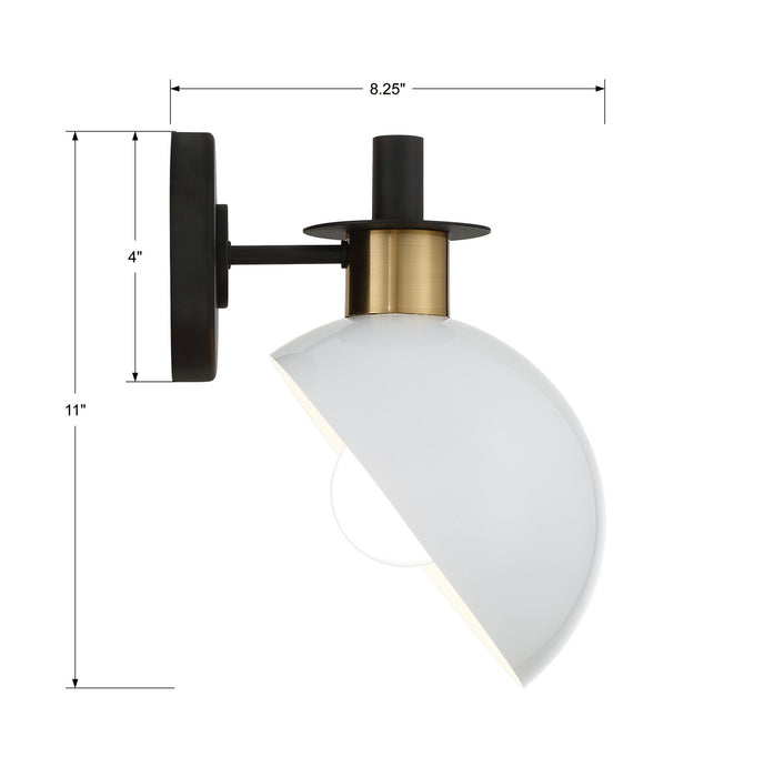 Crystorama GIG-811-BK-AG One Light Wall Sconce, Black + Aged Brass