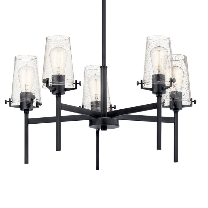Kichler 43694BK Five Light Chandelier, Black