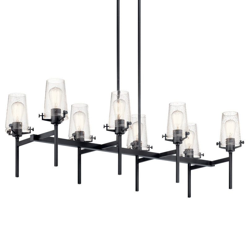 Kichler 43696BK Eight Light Linear Chandelier, Black