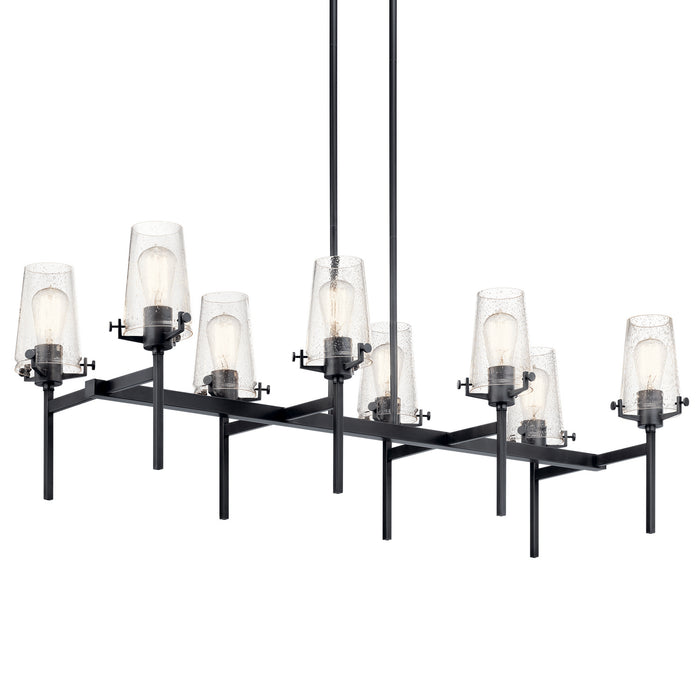 Kichler 43696BK Eight Light Linear Chandelier, Black