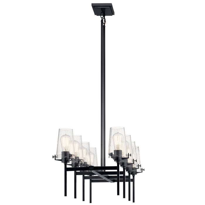 Kichler 43696BK Eight Light Linear Chandelier, Black