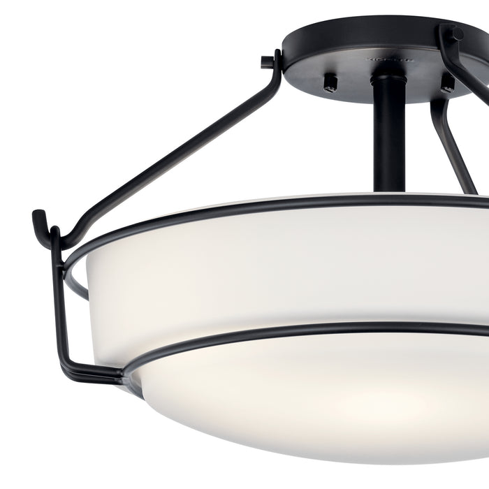Kichler 44085BK Three Light Semi Flush Mount, Black