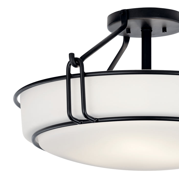 Kichler 44086BK Four Light Semi Flush Mount, Black
