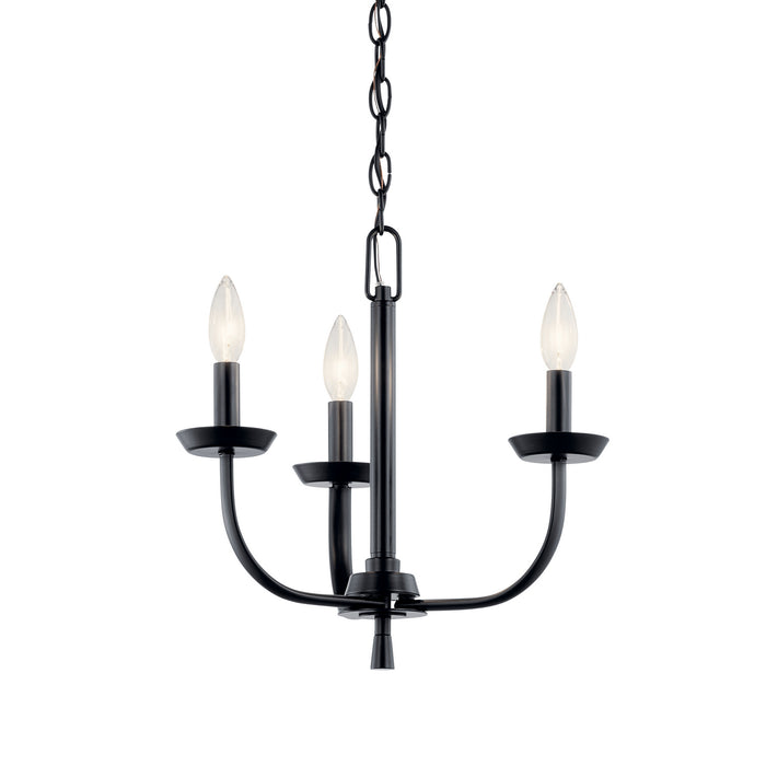 Kichler 52383BK Three Light Mini Chandelier, Black