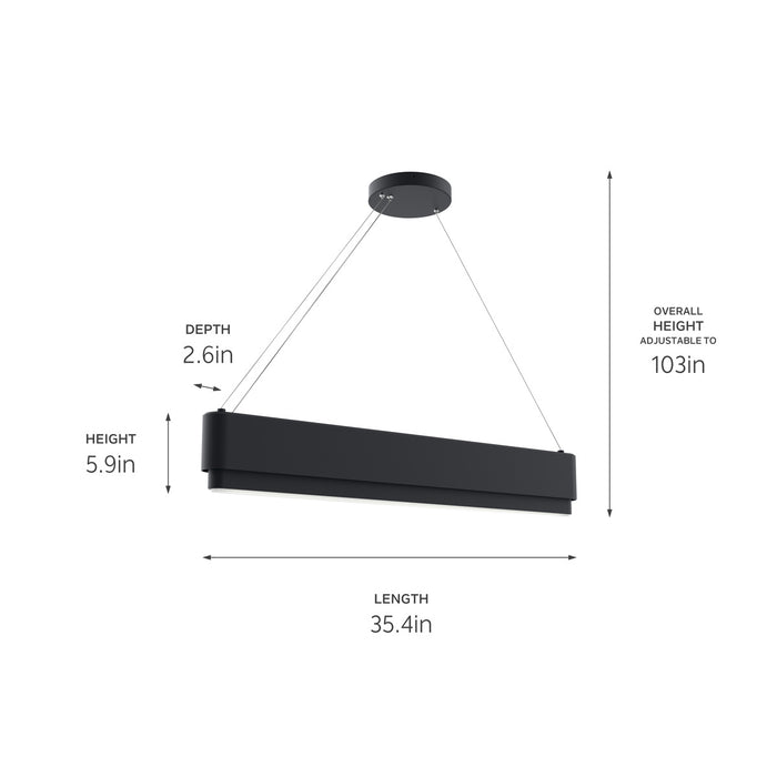 Kichler 84316MBK LED Linear Chandelier, Matte Black