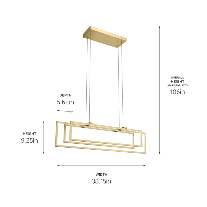 Kichler 84322CG LED Linear Chandelier, Champagne Gold