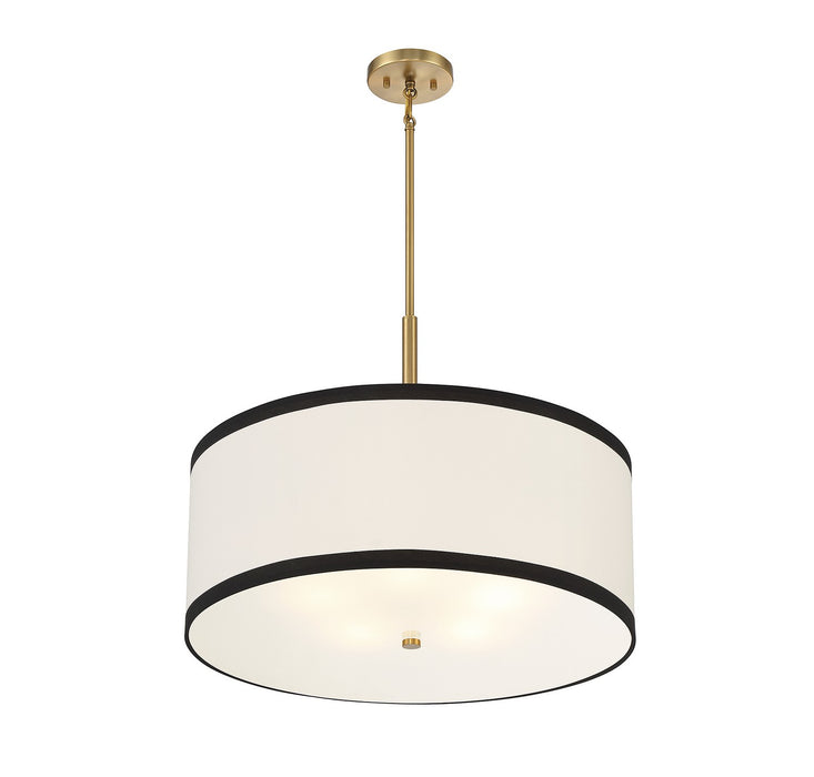 Meridian M7015NB Five Light Pendant, Natural Brass