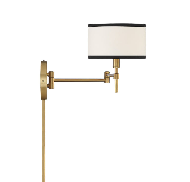 Meridian M90082NB One Light Wall Sconce, Natural Brass