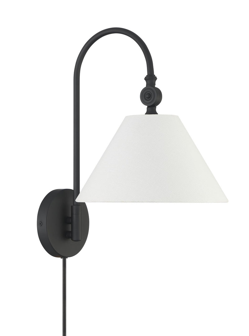 Meridian M90085MBK One Light Wall Sconce, Matte Black
