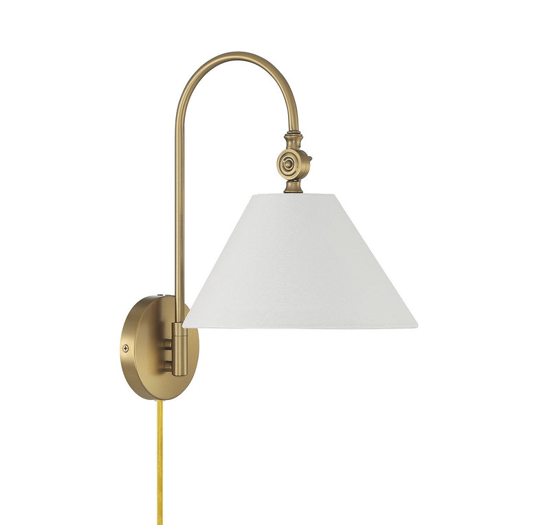 Meridian M90085NB One Light Wall Sconce, Natural Brass
