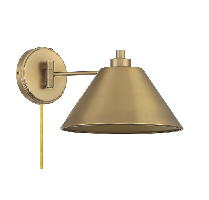 Meridian M90086NB One Light Wall Sconce, Natural Brass
