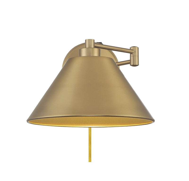 Meridian M90086NB One Light Wall Sconce, Natural Brass