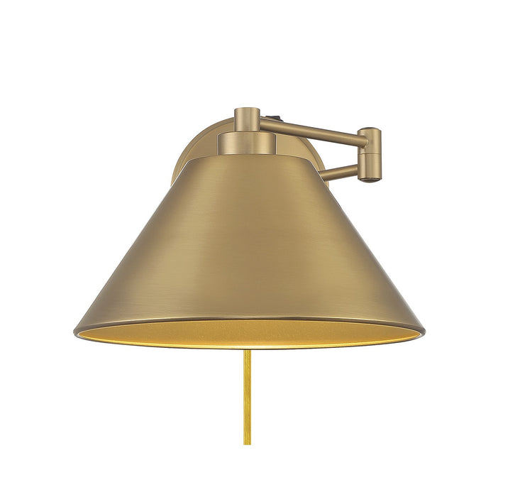 Meridian M90086NB One Light Wall Sconce, Natural Brass