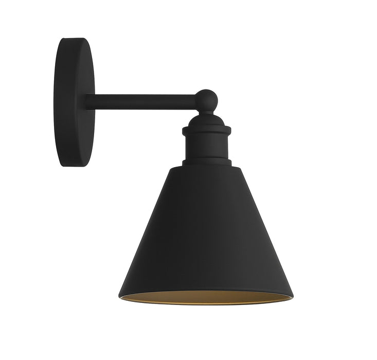 Meridian M90087MBK One Light Wall Sconce, Matte Black