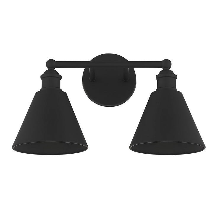 Meridian M80063MBK Two Light Bathroom Vanity Light, Matte Black