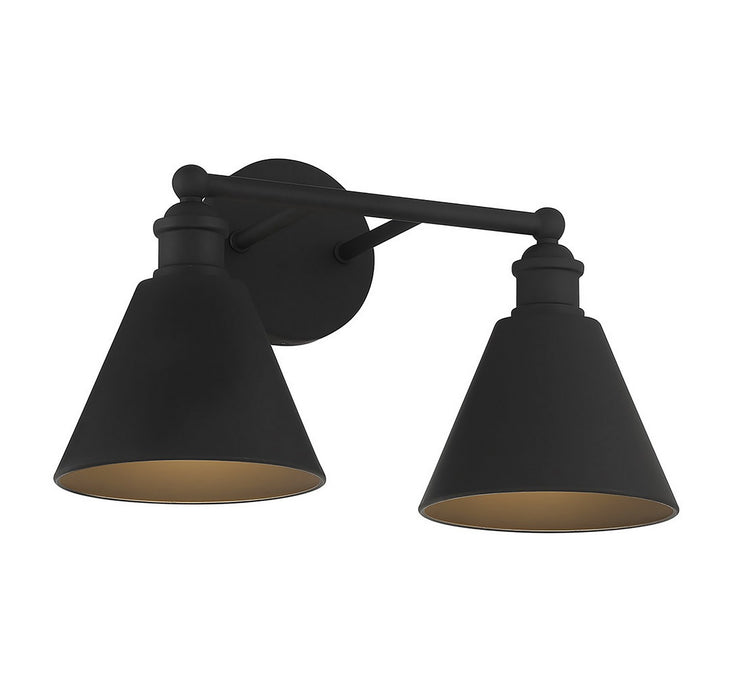 Meridian M80063MBK Two Light Bathroom Vanity Light, Matte Black