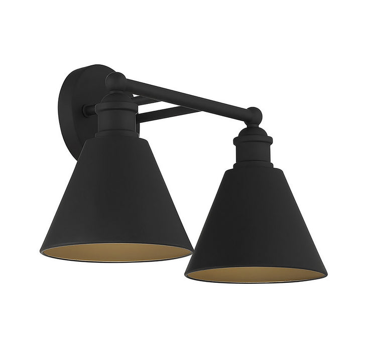 Meridian M80063MBK Two Light Bathroom Vanity Light, Matte Black