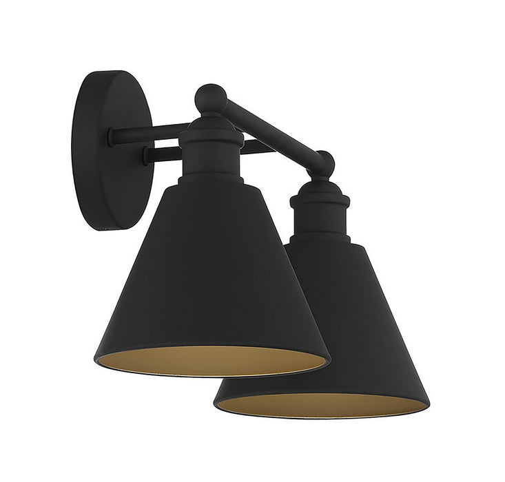 Meridian M80063MBK Two Light Bathroom Vanity Light, Matte Black