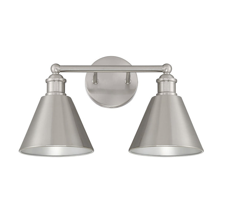 Meridian M80063BN Two Light Bathroom Vanity Light, Brushed Nickel