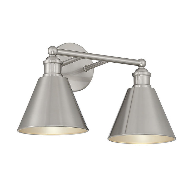 Meridian M80063BN Two Light Bathroom Vanity Light, Brushed Nickel