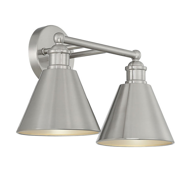 Meridian M80063BN Two Light Bathroom Vanity Light, Brushed Nickel