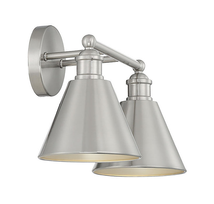 Meridian M80063BN Two Light Bathroom Vanity Light, Brushed Nickel
