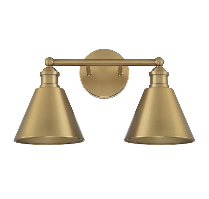 Meridian M80063NB Two Light Bathroom Vanity Light, Natural Brass