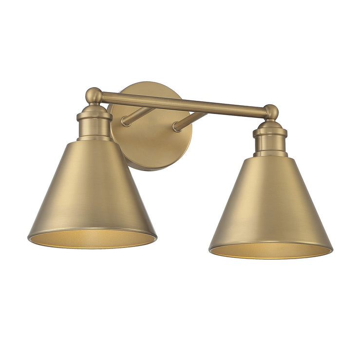 Meridian M80063NB Two Light Bathroom Vanity Light, Natural Brass