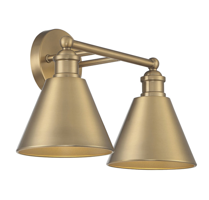 Meridian M80063NB Two Light Bathroom Vanity Light, Natural Brass