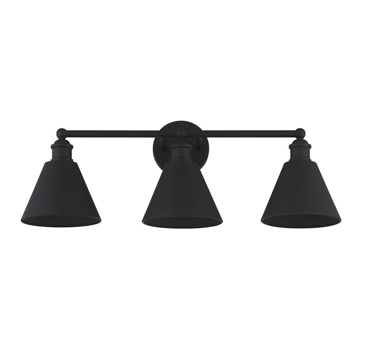 Meridian M80064MBK Three Light Bathroom Vanity Light, Matte Black