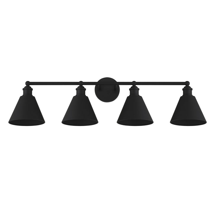 Meridian M80065MBK Four Light Bathroom Vanity Light, Matte Black