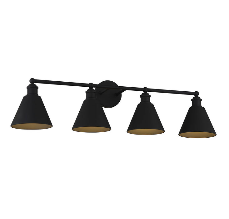 Meridian M80065MBK Four Light Bathroom Vanity Light, Matte Black